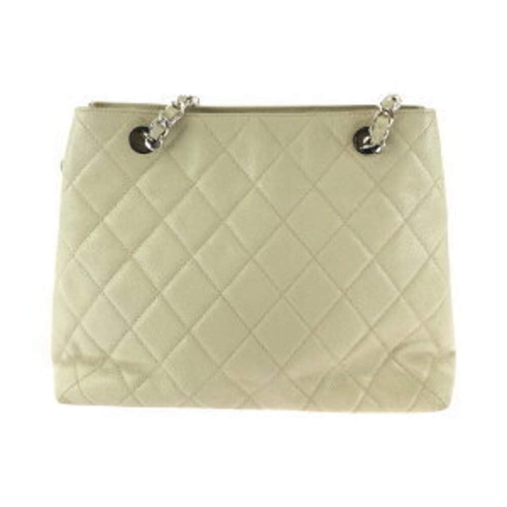 Chanel Chain Shoulder Coco Mark Leather Turnlock White Caviar Matelasse Bag